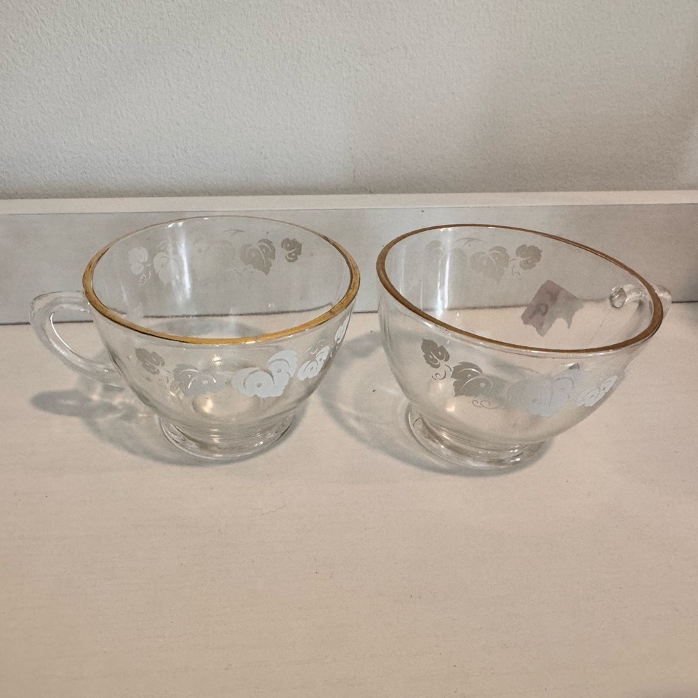 Vintage  Anchor Hocking "Grape Leaf" pattern glass punch cups
